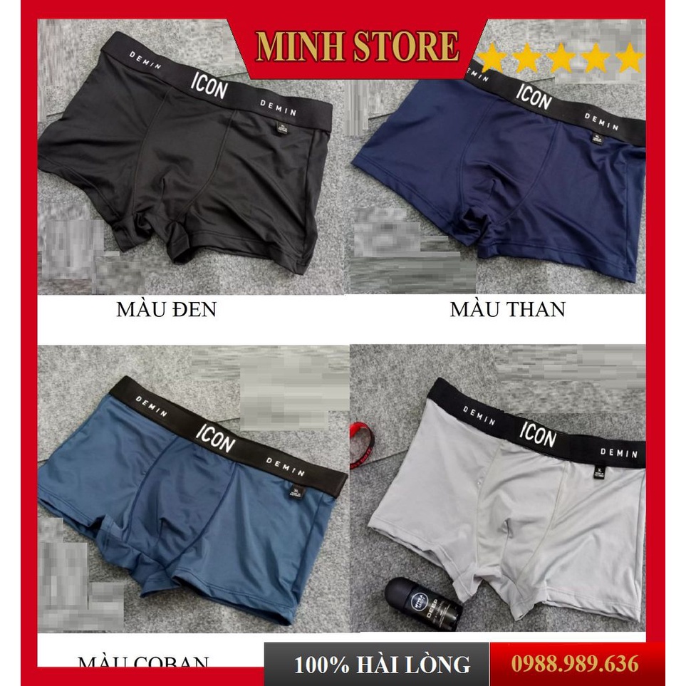 Quần lót nam thun lạnh, Quần Sịp Đùi Nam ICON, Quần xì nam BOXER nam co dãn 4 chiều (Che Tên) - MINHSTORE