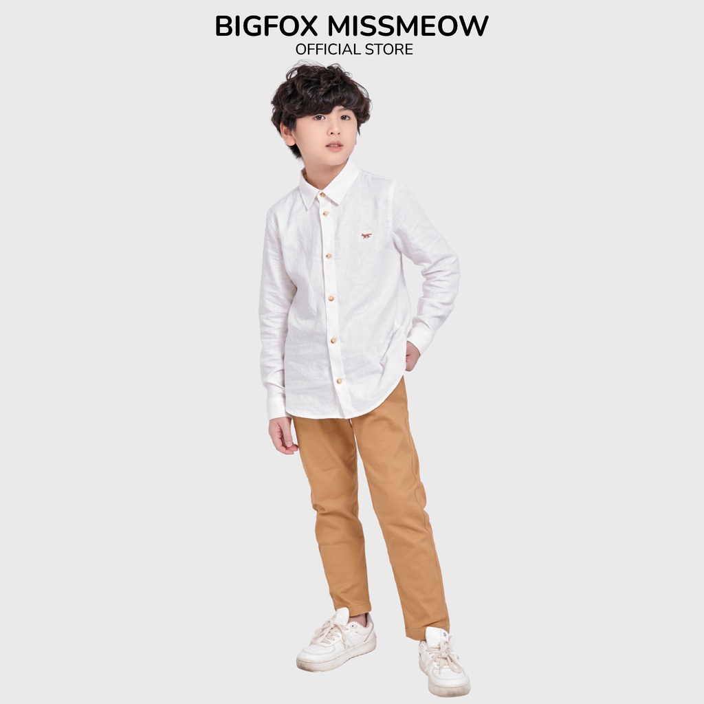 Quần dài cho bé trai Bigfox - Miss Meow chất kaki phom Hàn Quốc phối áo sơ mi cực đẹp size 5,6,7,8,9,10,11 tuổi