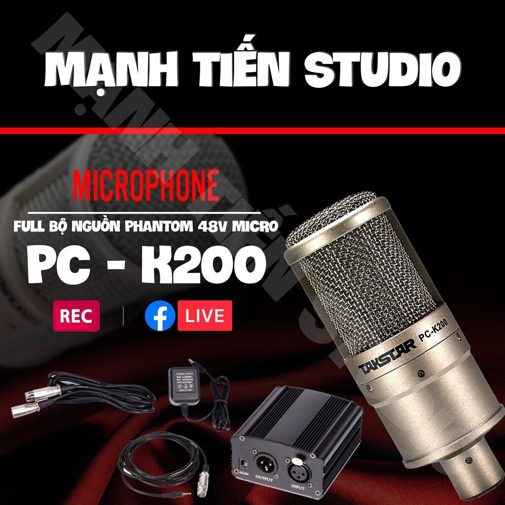 [Giá Tốt] Mic thu âm Takstar PC-K200 - hát karaoke, livestream fb, tiktok - thu âm chuyên nghiệp - cho âm thanh hoàn hảo