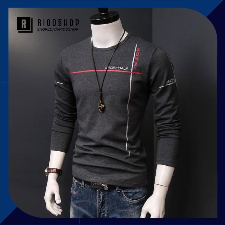 Áo thun nam tay dài hàn quốc góc vuông RKL016- áo phông nam dài tay đẹp Riooshop