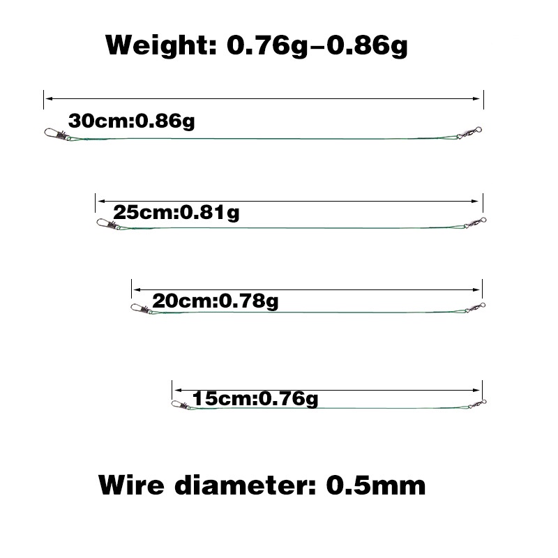 Set 10 dây câu cá 15-30Cm bằng thép không gỉ