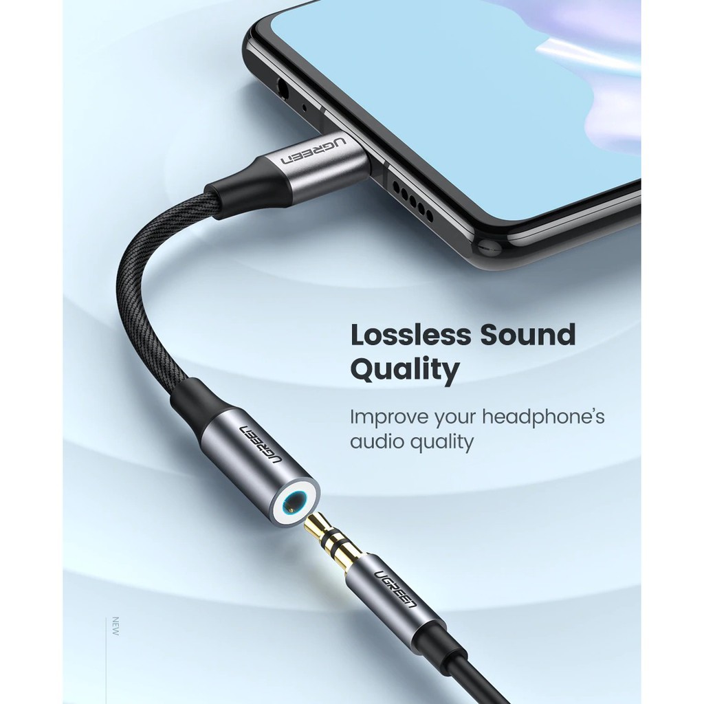 Cáp USB Type-C ra 3.5mm bọc lưới chính hãng Ugreen 30632