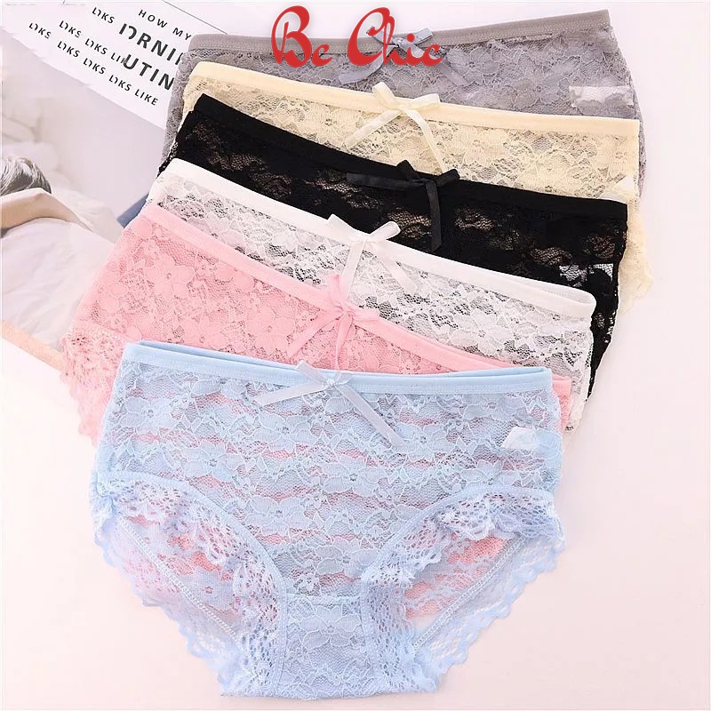 SET 5 QUẦN CHIP REN HOA ĐÍNH NƠ ĐIỆU ĐÀ QL3 BC_CHIC LINGERIE