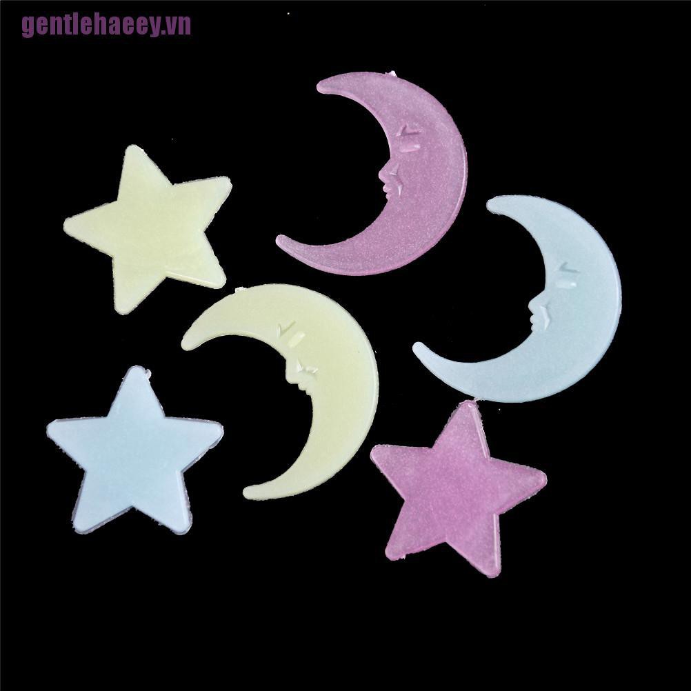 Quý Ông♥Set 100 Sticker Dạ Quang Hình Trăng Sao Trang Trí Phòng Ngủ Cho Bé