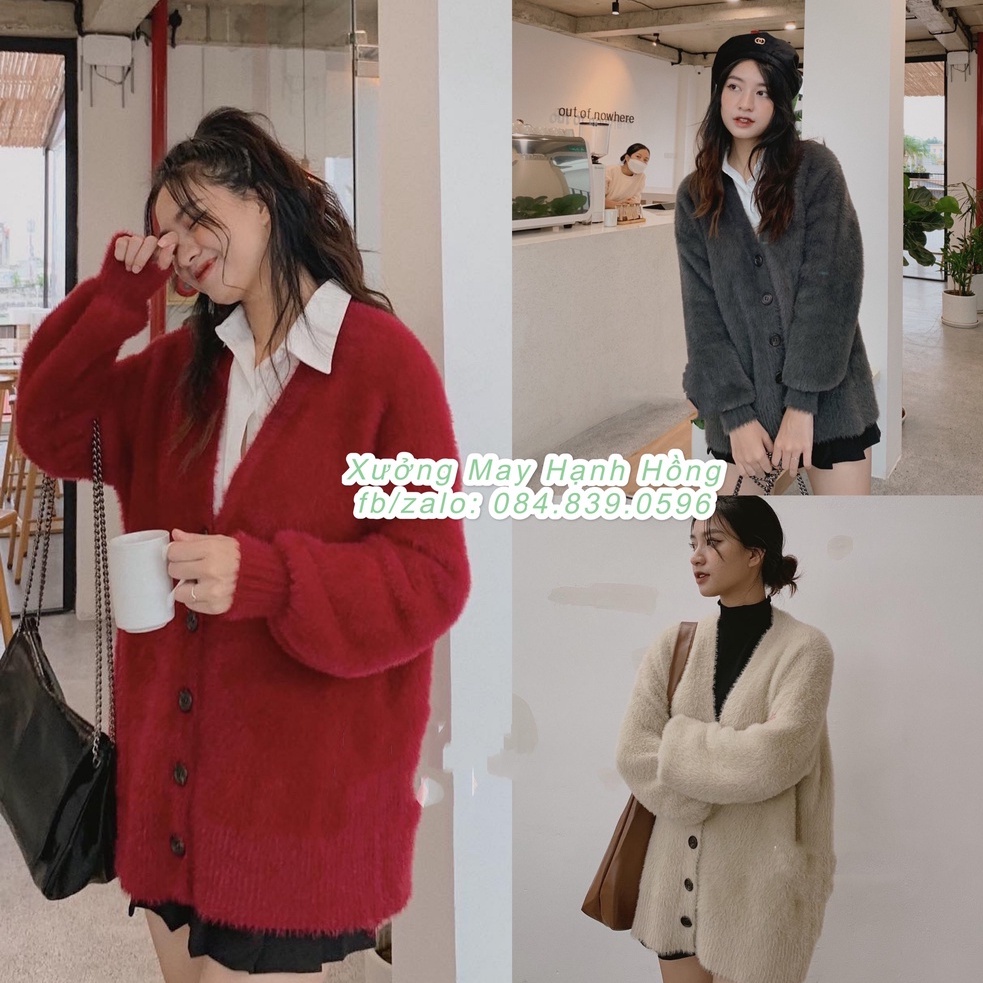 Áo cardigan len lông thỏ dầy dặn, áo khoác cardigan kèm ảnh thật hàng Quảng Châu - Xưởng May Hạnh Hồng | WebRaoVat - webraovat.net.vn