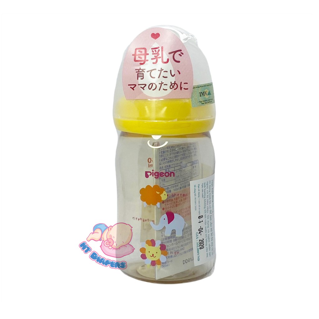 Bình Sữa Pigeon Cổ Rộng NỘI ĐỊA THÁI PPSU PLUS 160ml/240ml - Có Tem Chống Giả