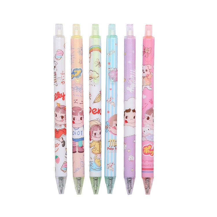 Bút bi bấm mực gel mẫu Lolita Pison, bút bi cute mực đen ngòi bút 0.5mm - BB001 - 01 bút