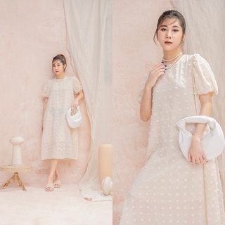 Đầm voan chấm nổi, đầm tơ lụa