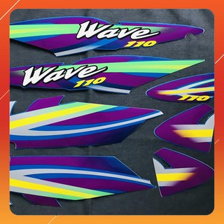[BẢO HÀNH UY TÍN] BỘ TEM 3 LỚP MẨU ZIN CHO WAVE THÁI, WAVE 110 XƯƠNG CÁ (MÀU XANH TÍM)
