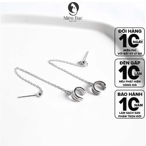 Bông tai kẹp vành dây gài bi tròn chất liệu bạc thái thời trang phụ kiện trang sức nữ Miêu Bạc B000052