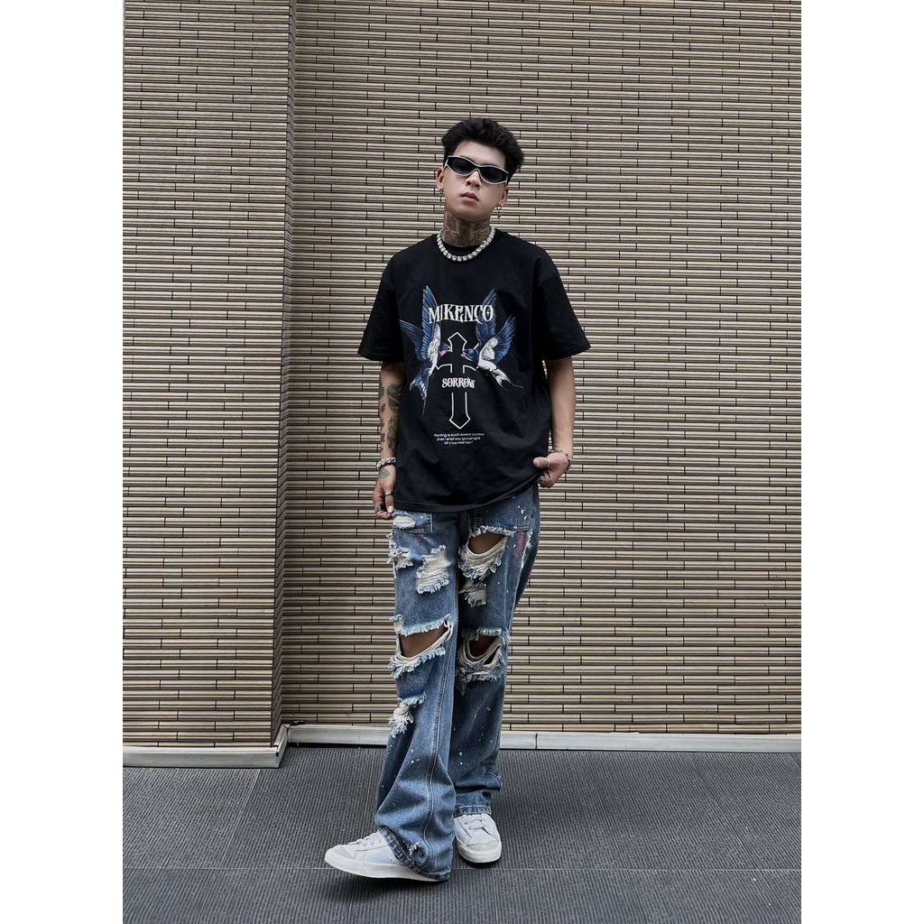Áo Phông Cổ Tròn MIKEENCO Phong Cách Chữ Thập SOROM Sành Điệu, Bản Mẫu Cotton Mịn Thấm Hút Mồ Hôi Thoải Mái Hoạt Động