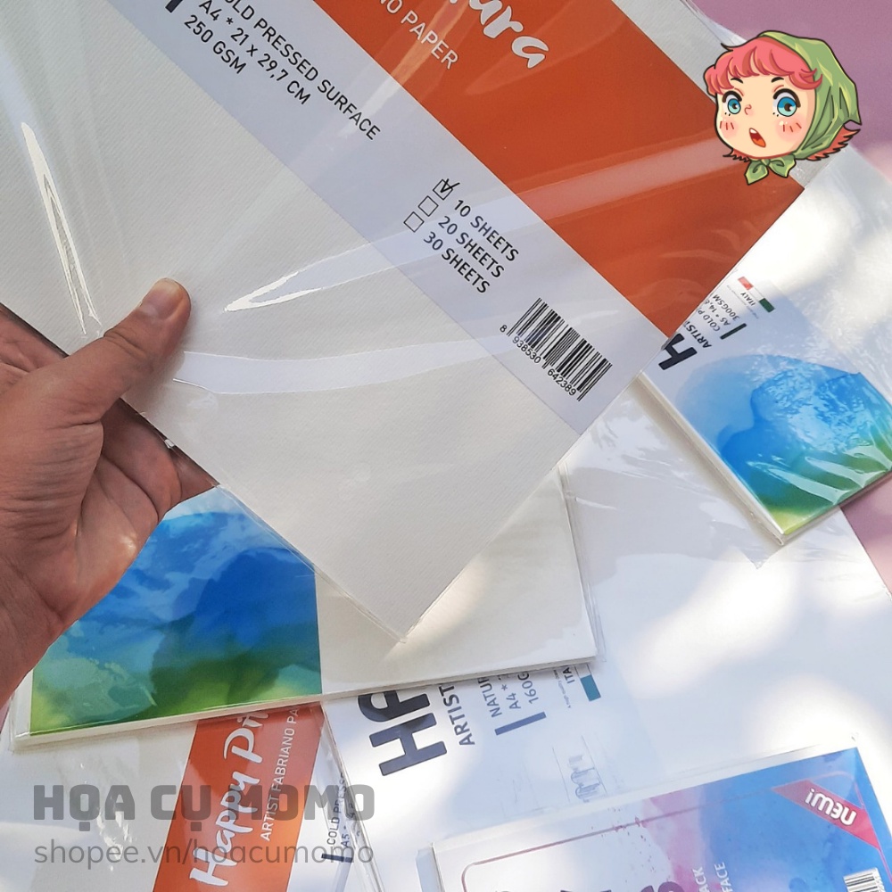 Giấy vẽ màu nước HAPPY hạng họa sĩ 200/250/300 gsm
