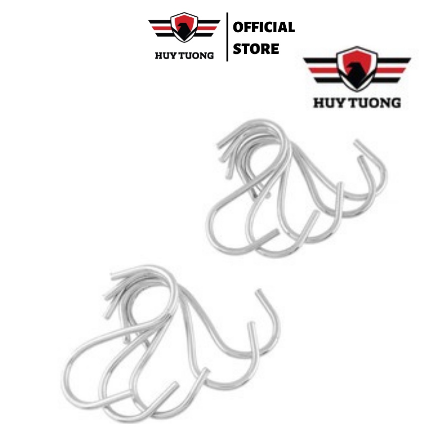 Bộ 10 móc treo đồ thiết kế hình chữ S, chịu lực móc 20kg, chất liệu inox không gỉ - HUY TUONG