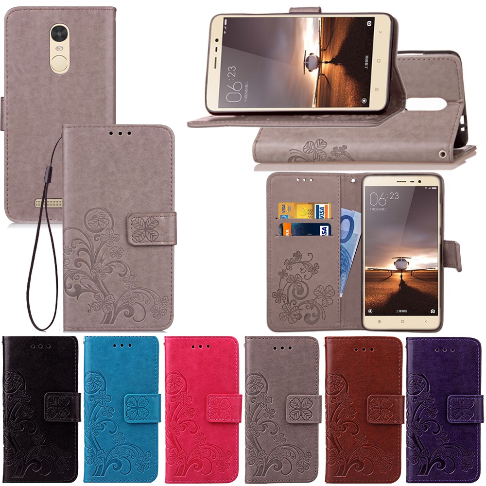 PU Leather Flip Wallet Case with Card Slot and Kickstand for Xiaomi Redmi Note 3 4 5 5A Pro 6 7 8