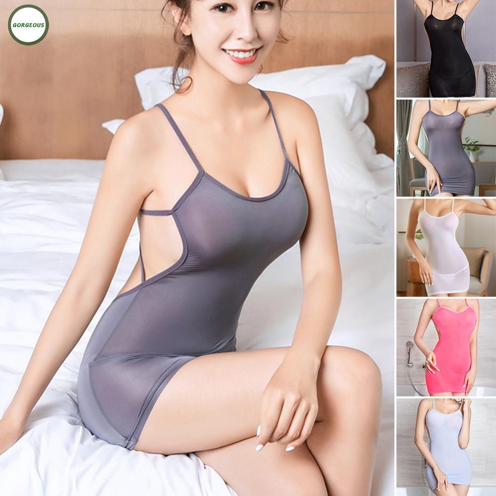 Đầm mini hai dây dáng ôm hở lưng xuyên thấu thời trang dự tiệc