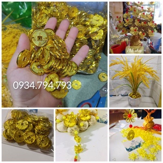 Xu nhựa Đồng tiền may mắn 2 size 25xu/gói dụng trang trí