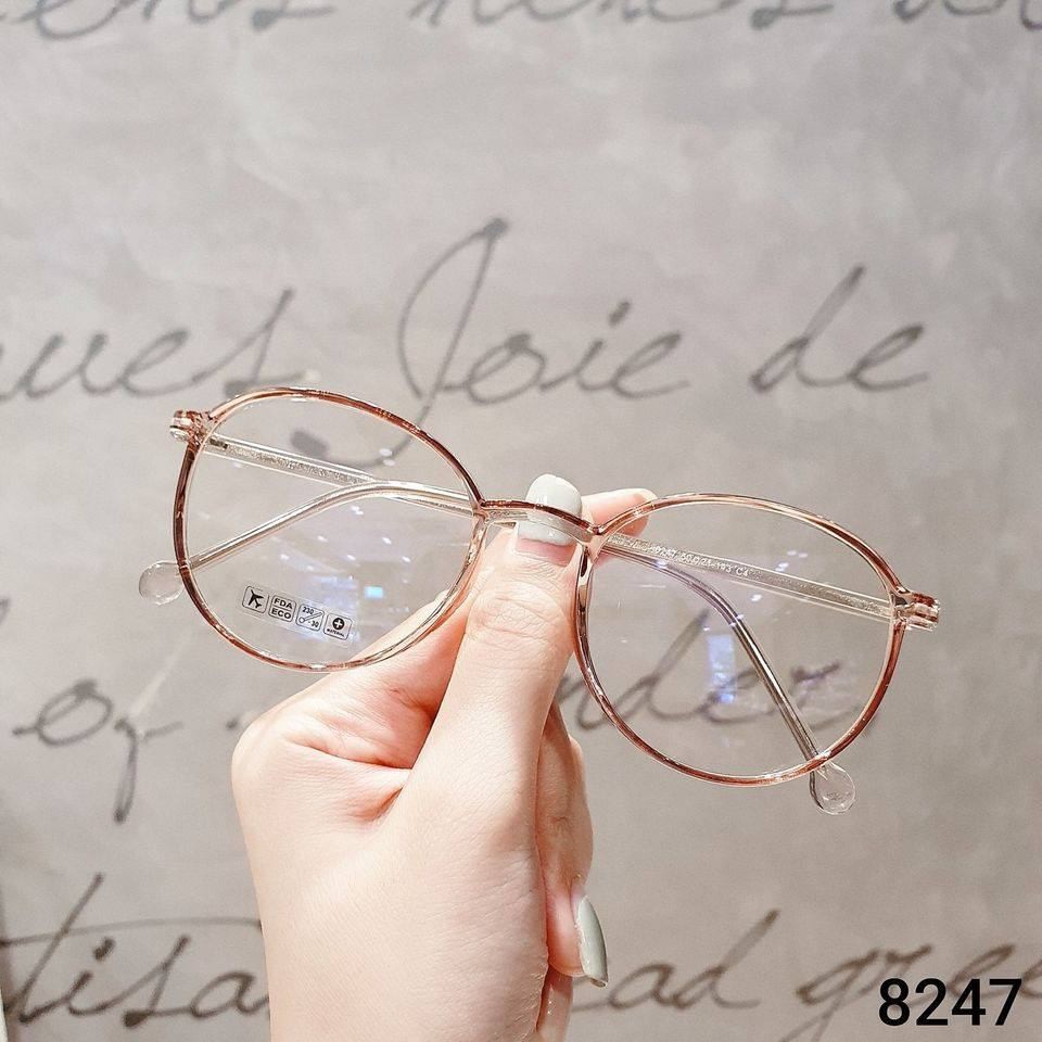 Gọng kính cận Nam Nữ dáng tròn V8247 - gọng cốt kim loại - Kính thời trang hàn quốc 0 độ + Nhận cắt cận viễn loạn | BigBuy360 - bigbuy360.vn