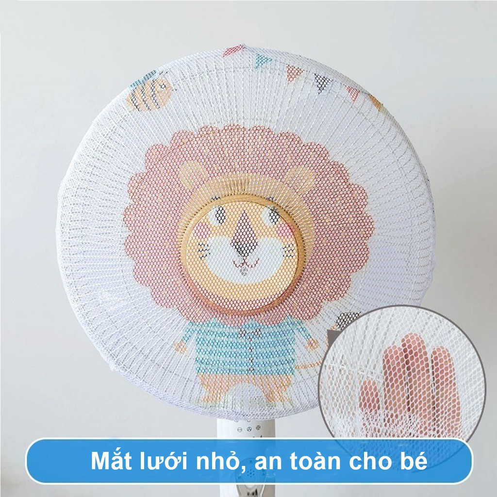 Lưới Vải Bọc Lồng Quạt Máy Có Dây Rút An Toàn Cho Bé Mẫu Hoạt Hình Dễ Thương