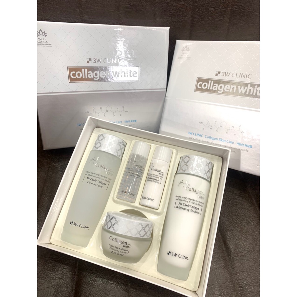 Bộ 3 dưỡng da săn chắc Collagen 3W CLINIC Collagen Skin Care Set 3 nước hoa hồng sữa dưỡng và kem dưỡng