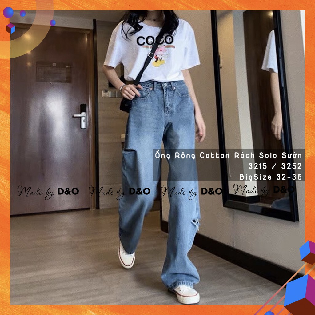 (Size 30-35) Quần Dài Suông Rộng Phom Dài 105cm Rách Sole 2 Bên Sườn - Lưng Cao, Không Giãn