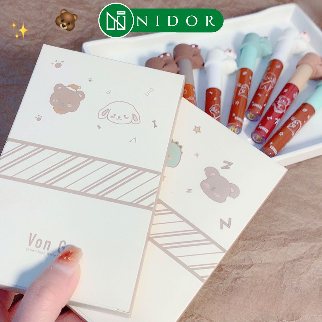 Set 2 Son Kem Gấu Đu Nắp VONGEE