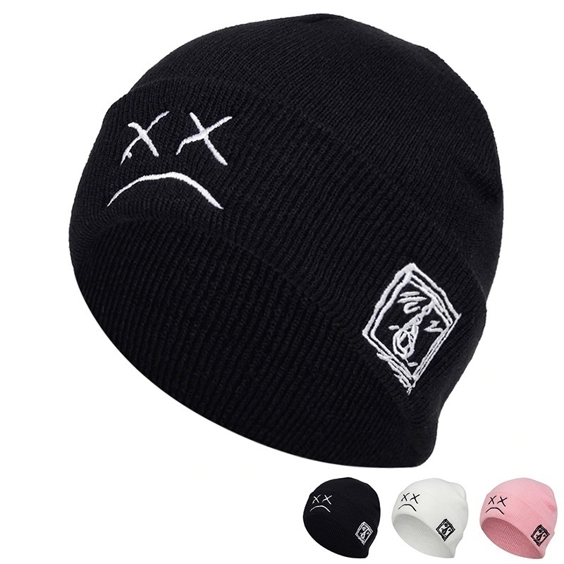 Mũ beanie thêu hình mặt khóc thời trang cho nam nữ