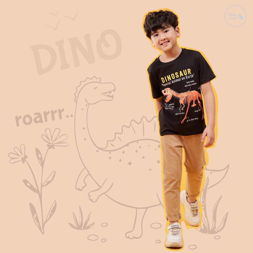 Áo Phông Bé Trai Bigfox, Áo Cộc Tay Trẻ Em, Khủng Long Dinosaur 3-11, Chất Cotton Xuất