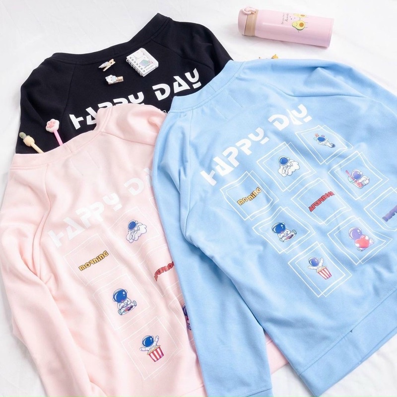 Áo Cardigan Happy Day Unisex Form Rộng Chất Đẹp Nam Nữ