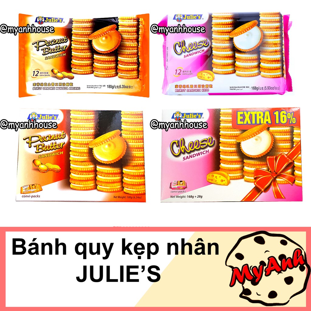 BÁNH QUY NHÂN BƠ ĐẬU PHỘNG PHÔ MAI JULIE’S DATE T5/2023