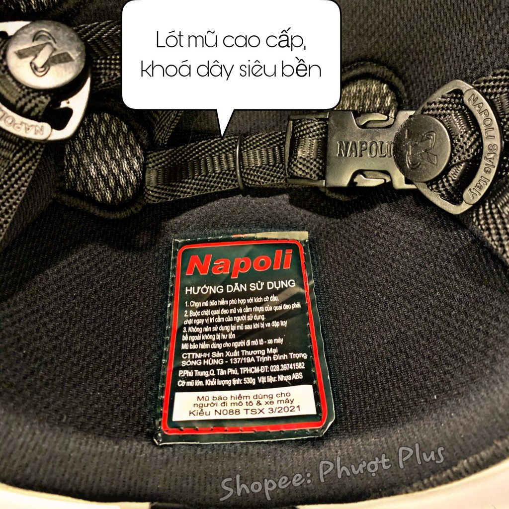 Mũ Bảo Hiểm 1/2 Đầu Napoli N088 Nhiều Màu Phù Hợp Mọi Lứa Tuổi