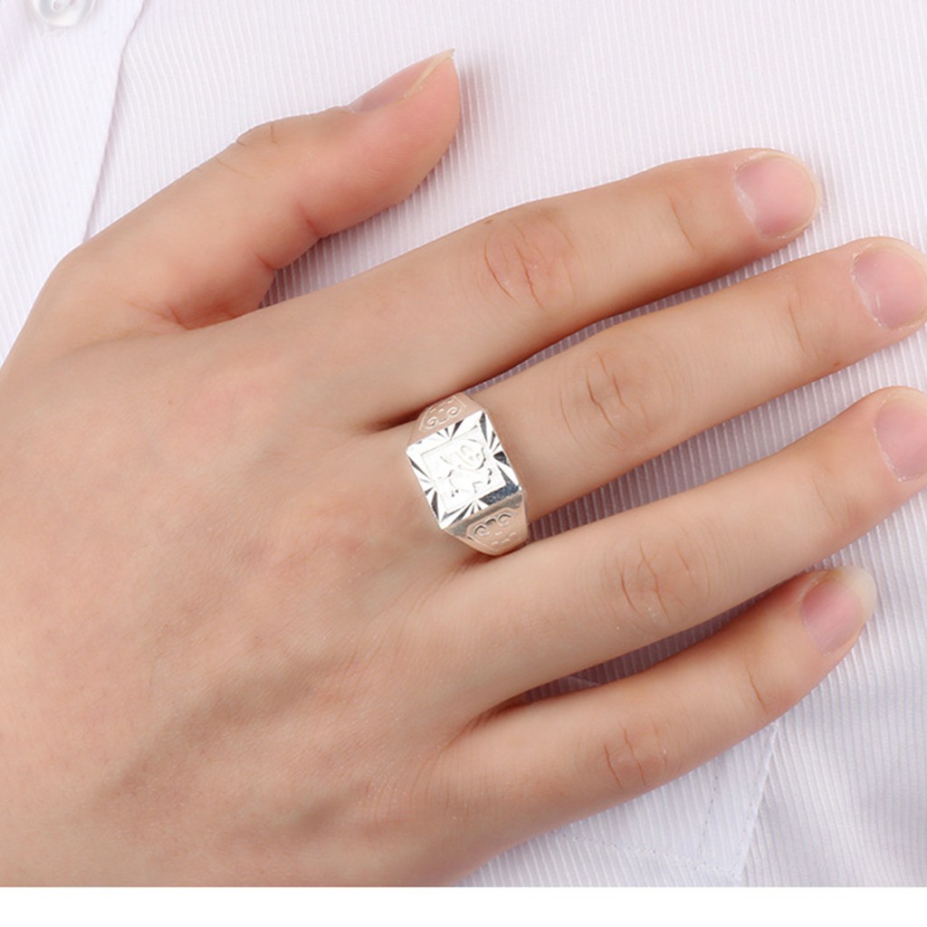 925 nhẫn bạc cho nam giới phước lành có thể điều chỉnh nhẫn trang sức cổ điển