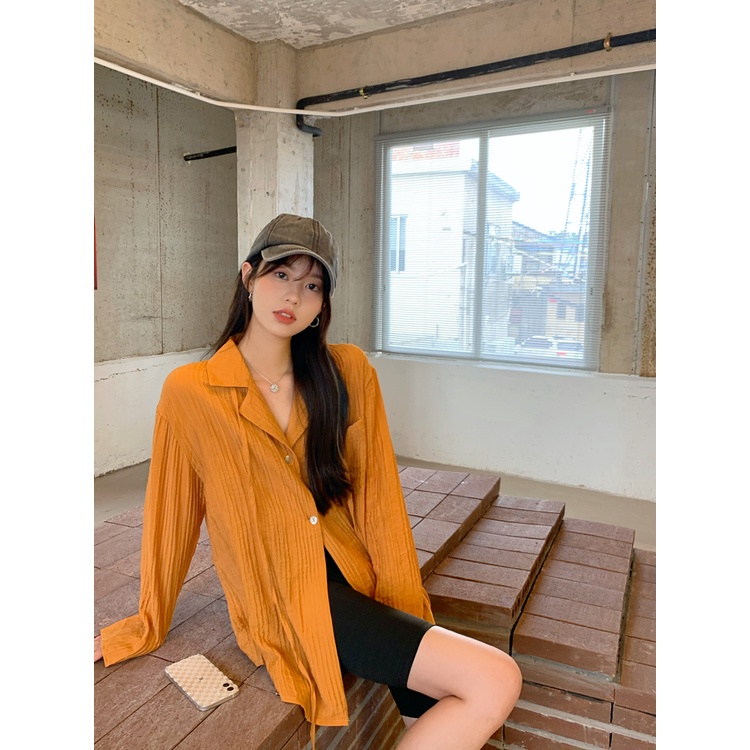 Áo sơ mi SUXI kiểu tay dài màu trơn thiết kế thanh lịch