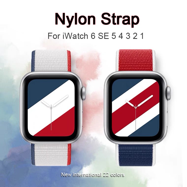 Dây đeo nylon cho đồng hồ thông minh Apple 44mm 40mm 42mm 38mm Iwatch 3 4 5 6 Se Band 44 mm