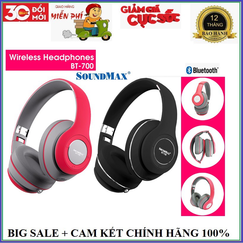 Tai Nghe Bluetooth Chụp Tai Soundmax BT-700 - Hàng Chính Hãng