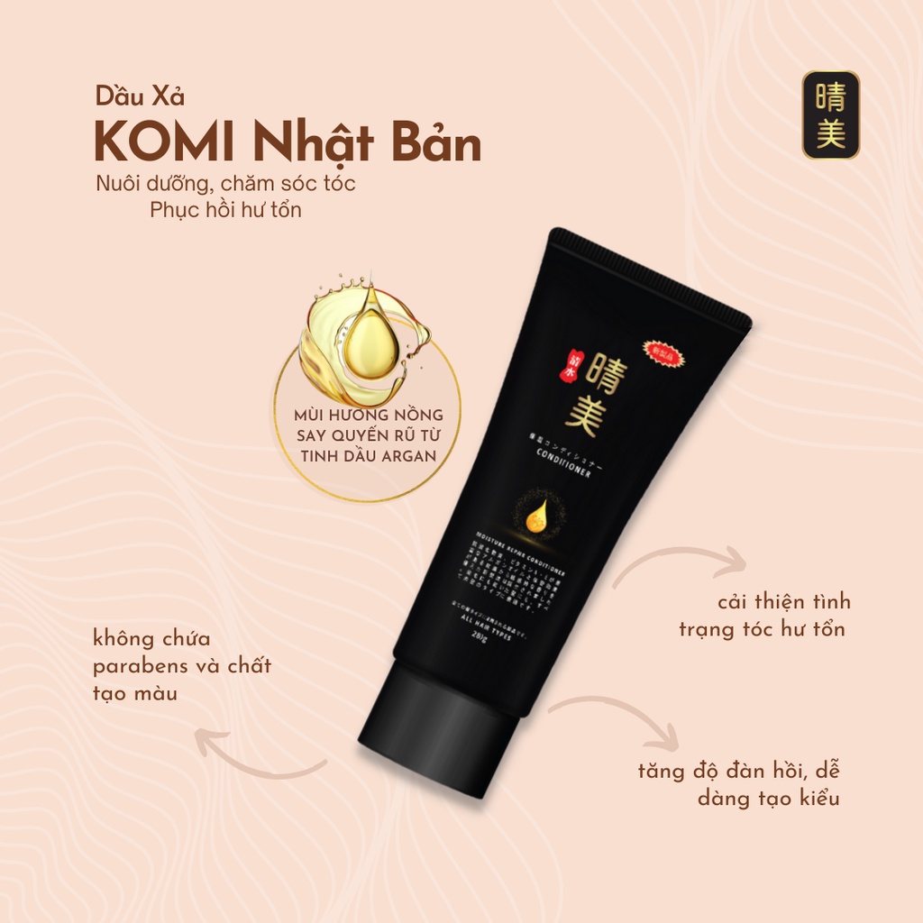 Dầu Xả Komi Tinh Chất Argan Nhật Bản Giúp Giữ Màu Tóc Nhuộm Lâu Hơn, Và Phục Hồi Tóc Hư Tổn