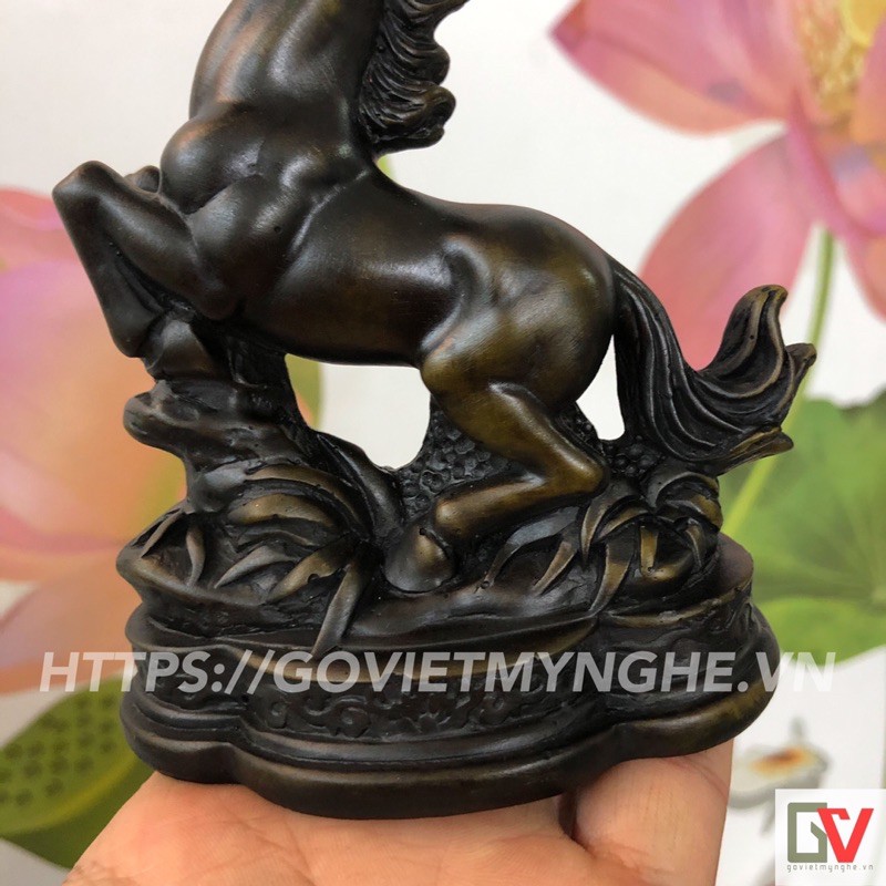 Tượng Đá Trang Trí Ngựa Phong Thủy - Màu nâu đen - Cao 12cm