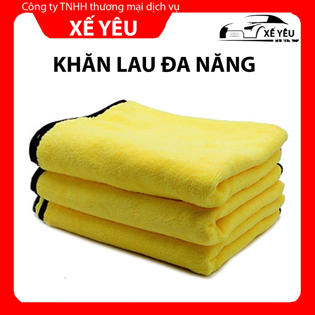 Khăn Lau Xe Ô Tô – Khăn Microfiber Lau Xe Hơi Màu Vàng 2 Lớp Siêu Thấm Hút Cực Dày Chuyên Dụng Cho Ô Tô