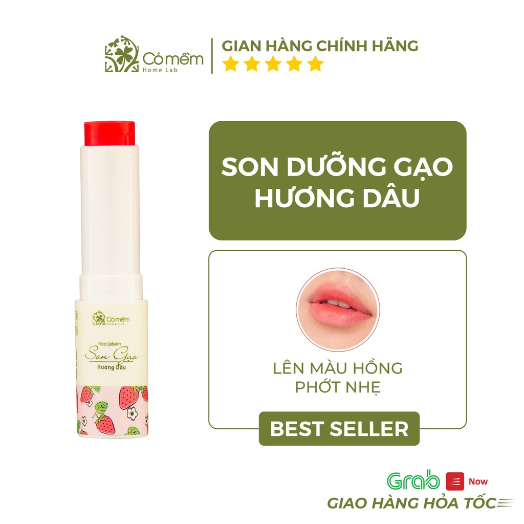 Son Dưỡng Có Màu Môi Gạo Hương Dâu Mềm Môi Chống Khô Nẻ Cỏ Mềm 3,6g Mới 100%.Bảo hành 6 tháng0