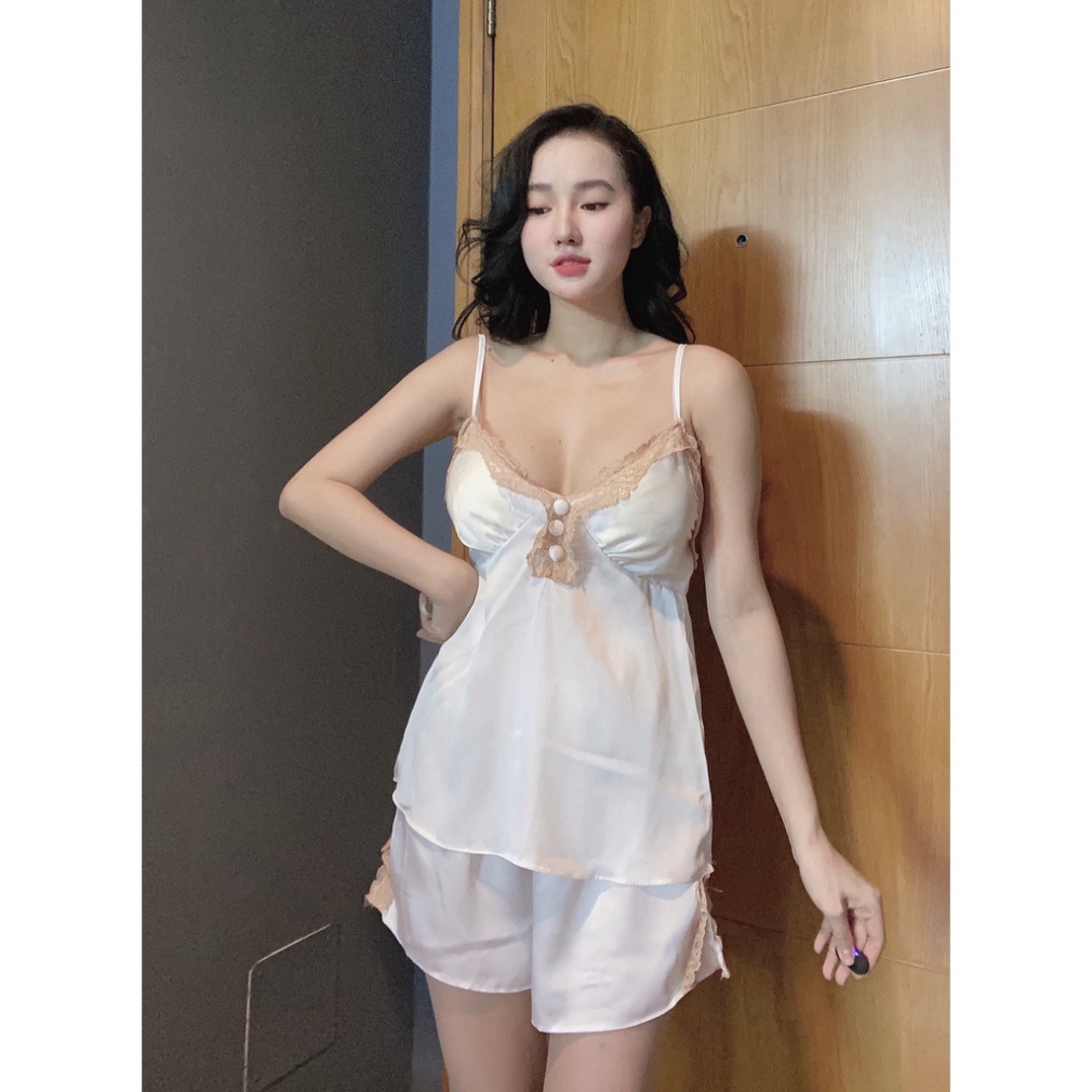 Đồ ngủ nữ 2 dây lụa satin ren cao cấp đẹp sexy gợi cảm giá rẻ 009 | BigBuy360 - bigbuy360.vn