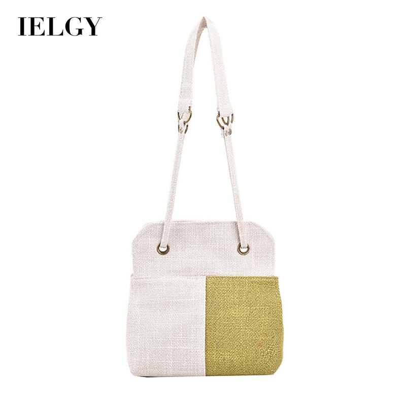 IELGY Túi đeo vai IELGY vải canvas phối màu thời trang cho nữ