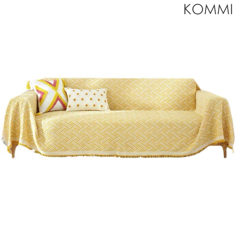 Vỏ bọc ghế sofa hình chữ T màu vàng phong cách bốn mùa
