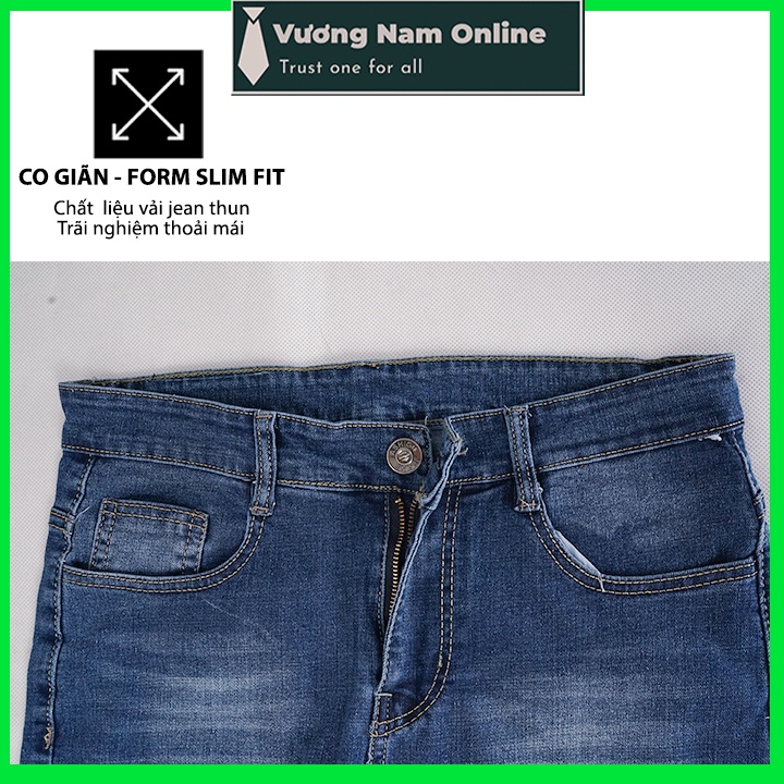 Quần jean nam dài co giãn wash trơn xước rách đẹp cao cấp form ôm slim VN91XC
