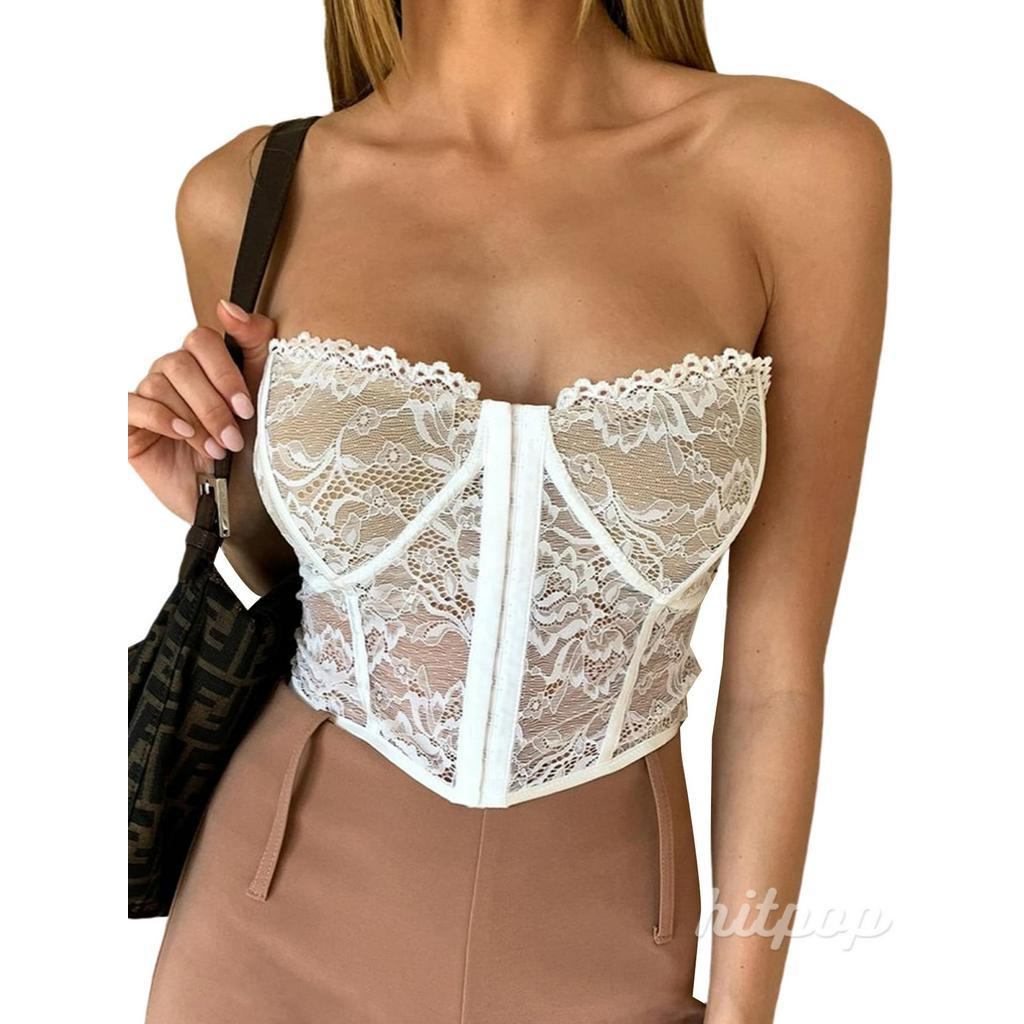 Áo Lửng Hai Dây Phối Ren Phong Cách Quyến Rũ Dành Cho Nữ