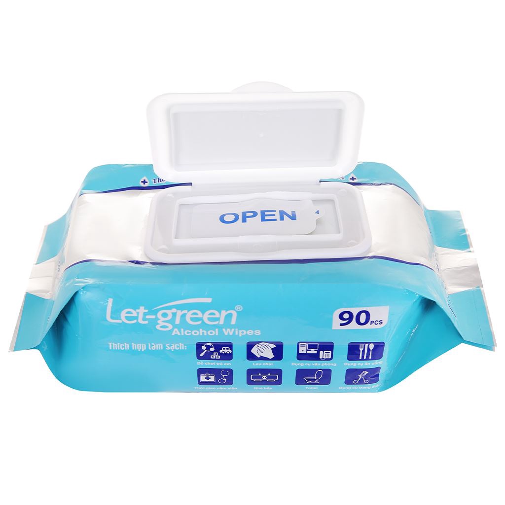 Khăn Ướt Cồn Let-Green Loại 90 Miếng/Bao