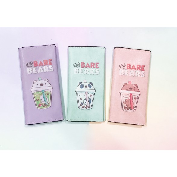 Ví 3 anh em gấu bare bear da lộn dạng dài VLDI1 bóp cầm tay cute dễ thương