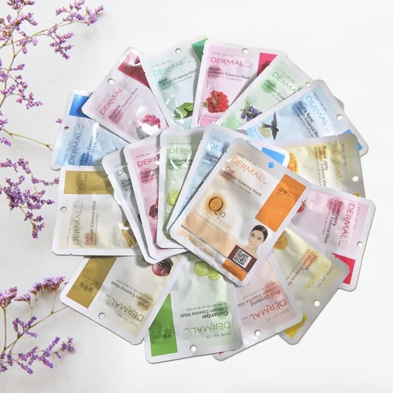 Combo 10 gói mặt nạ dưỡng da Hàn Quốc Dermal - ngẫu nhiên