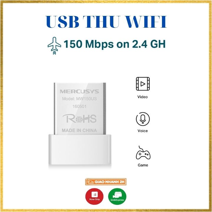 Usb wifi mercusys MW150US tốc độ 150Mbps,thu wifi cho pc laptop chính hãng