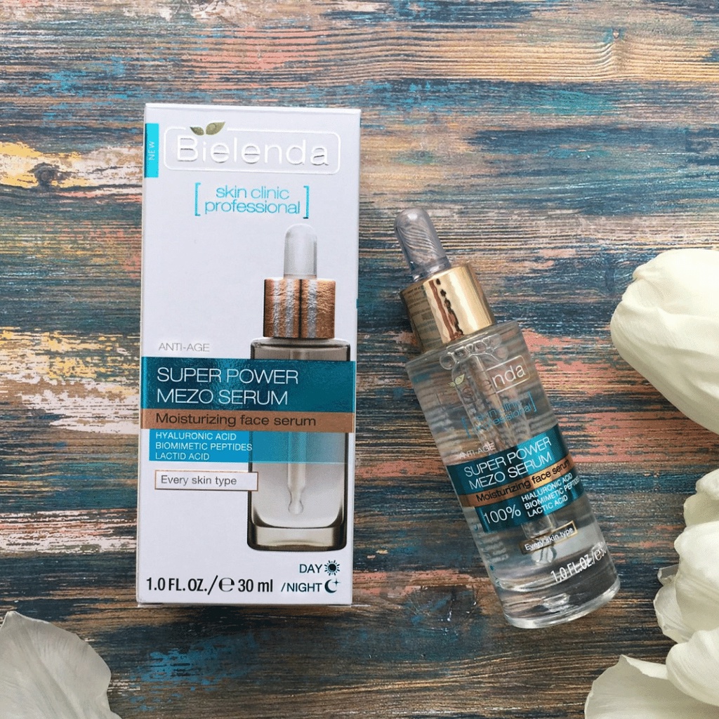 Serum bielenda super power mezo moisturizing xanh dương cấp nước, dưỡng ẩm, correcting xanh lá căng bóng, mờ thâm