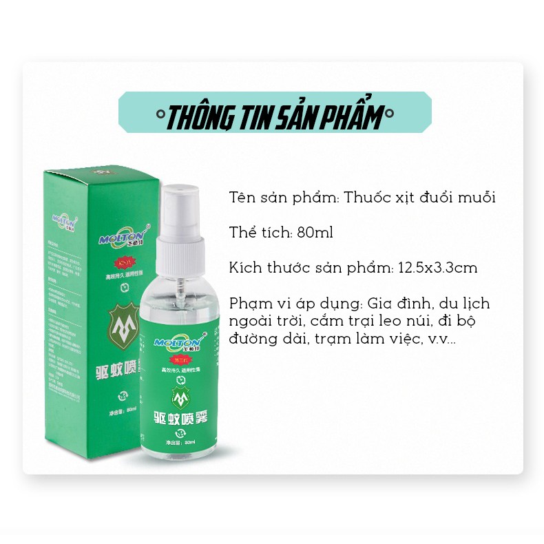 Dung Dịch Xịt Diệt Và Đuổi Muỗi, Côn Trùng Cao Cấp Molton 80ml