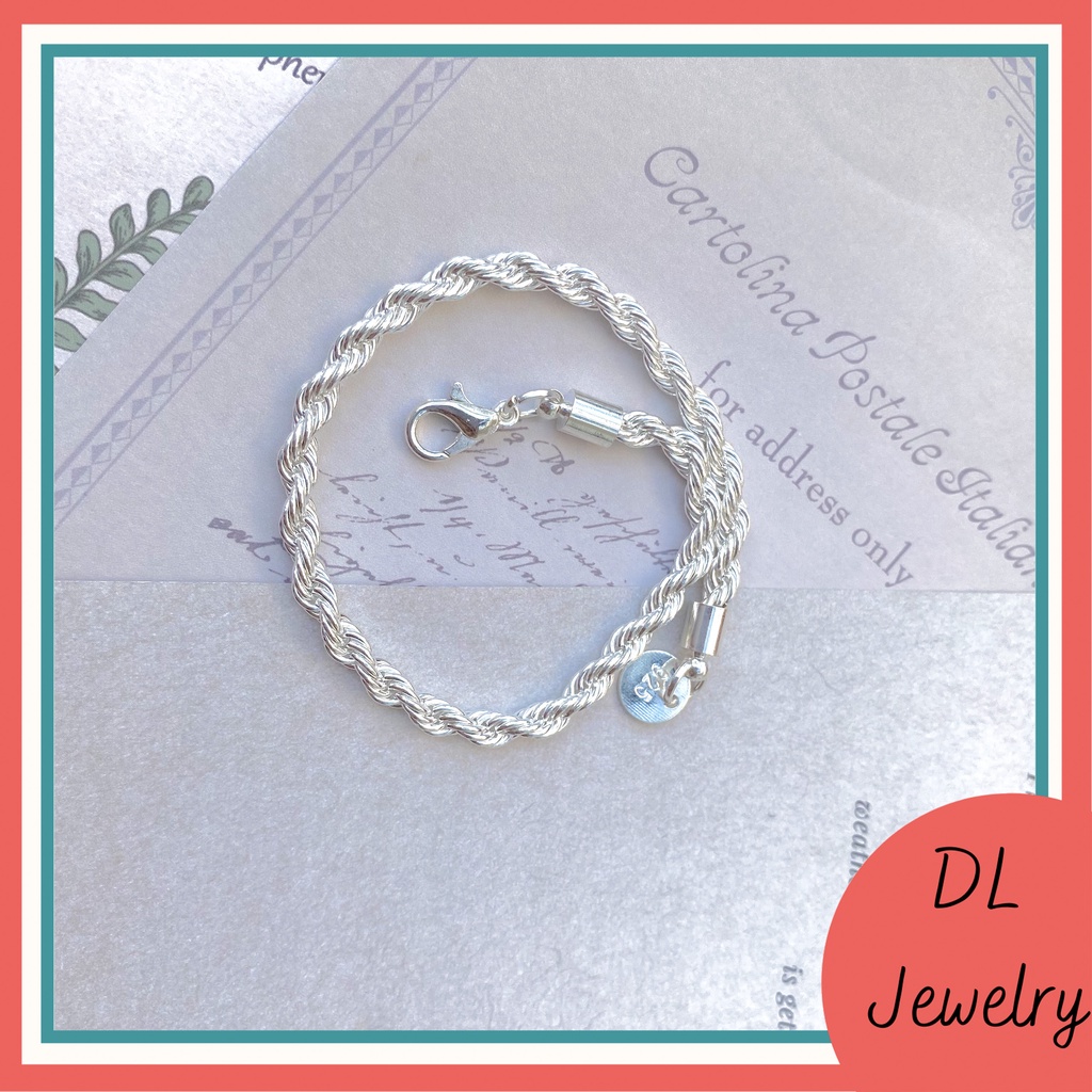 Vòng tay dây xoắn bạc 925 phong cách cổ điển DL.Jewelry